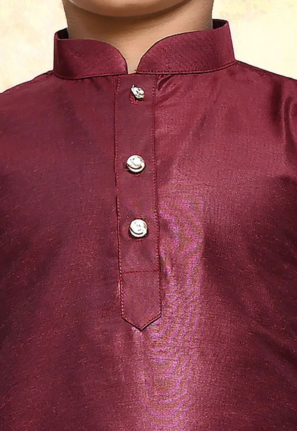 Solid Color Cotton Silk Kurta Set in Maroon