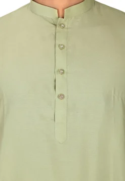 Solid Color Cotton Silk Kurta in Dusty Green