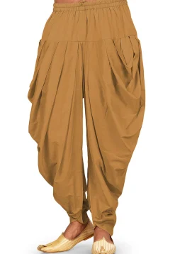 Solid Color Cotton Silk Patiala in Beige