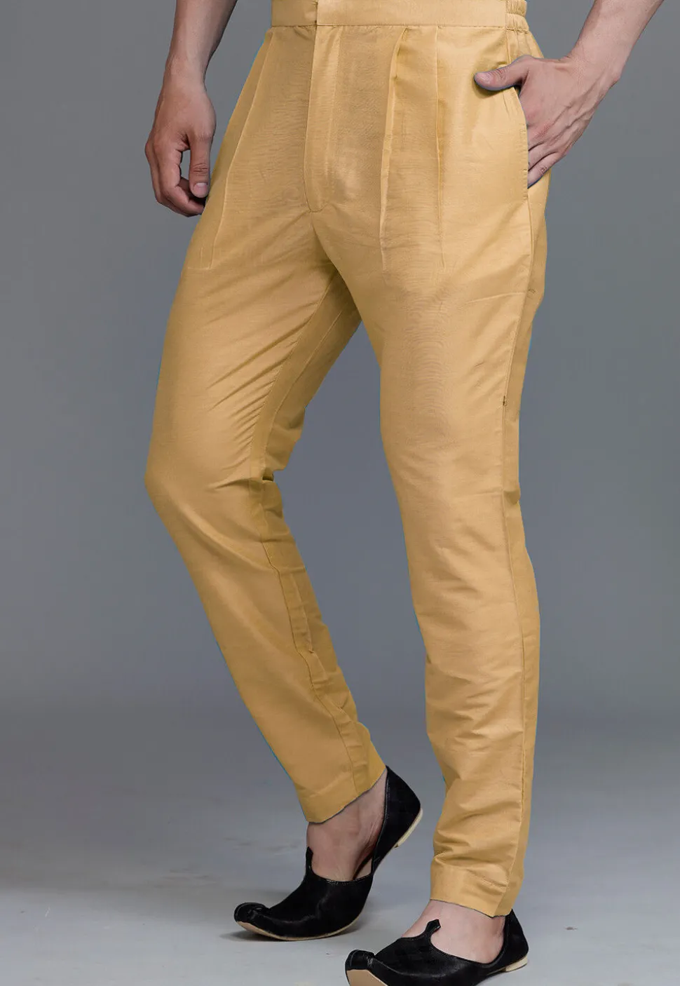 Solid Color Cotton Silk Pant in Beige