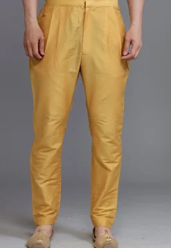 Solid Color Cotton Silk Pant in Beige