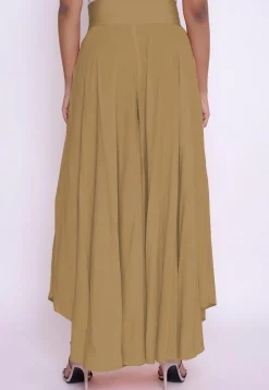 Solid Color Cotton Silk Palazzo in Beige
