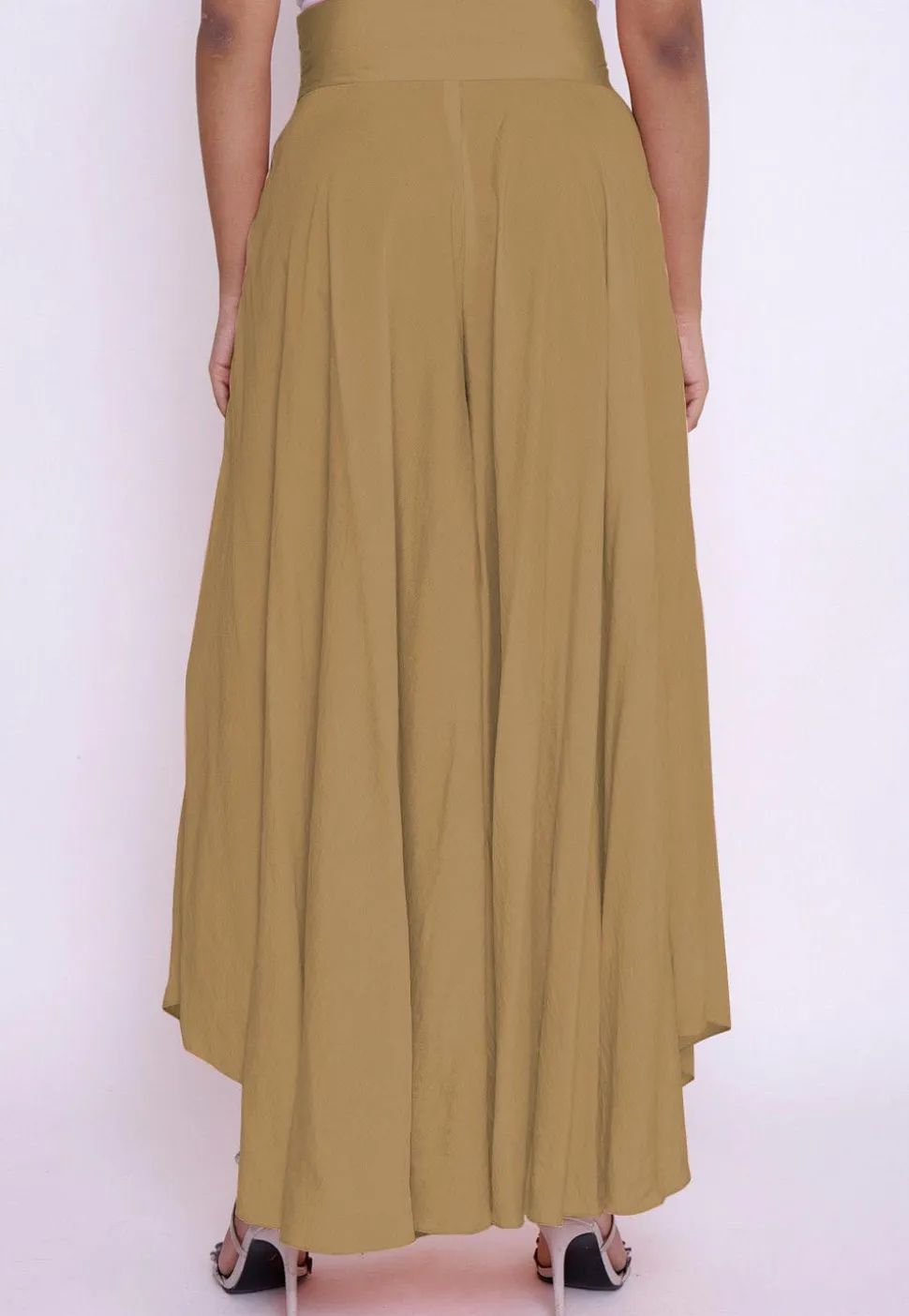 Solid Color Cotton Silk Palazzo in Beige