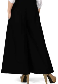 Solid Color Cotton Silk Palazzo in Black