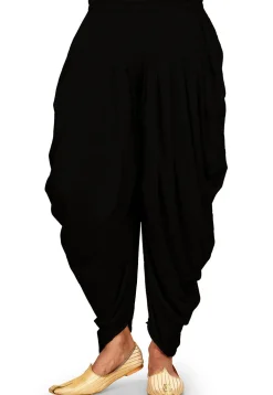 Solid Color Cotton Silk Patiala in Black