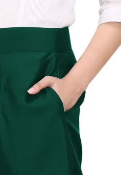 Solid Color Cotton Silk Pant in Green