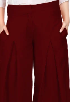 Solid Color Cotton Silk Palazzo in Maroon