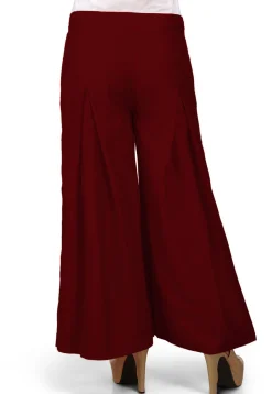 Solid Color Cotton Silk Palazzo in Maroon