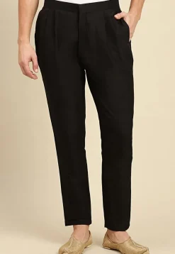 Solid Color Cotton Silk Pant in Black