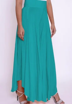 Solid Color Cotton Silk Palazzo in Turquoise