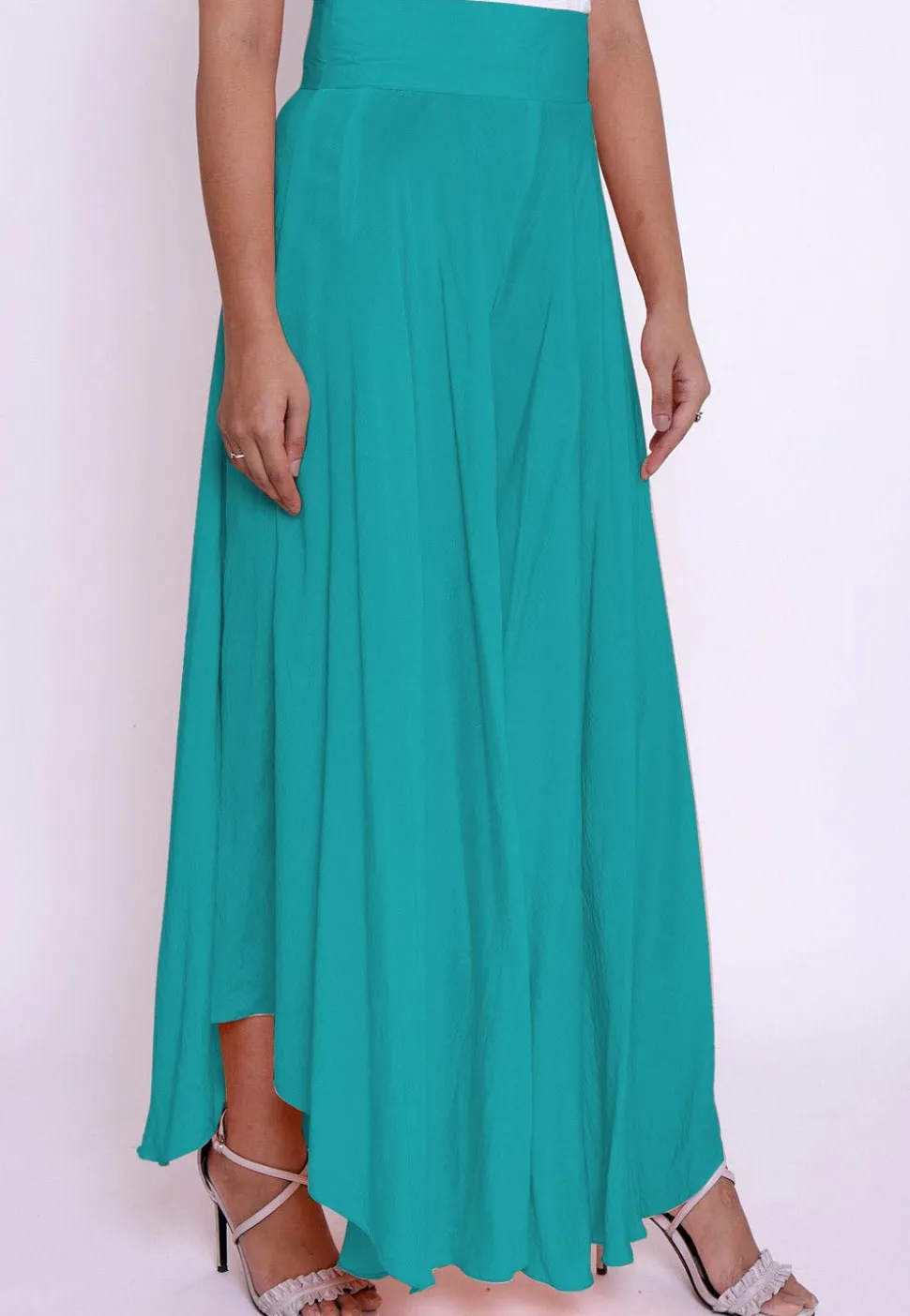 Solid Color Cotton Silk Palazzo in Turquoise