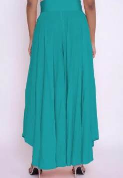 Solid Color Cotton Silk Palazzo in Turquoise
