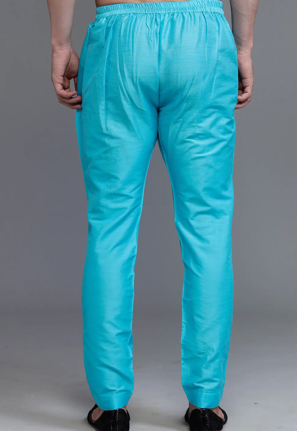Solid Color Cotton Silk Pant in Sky Blue