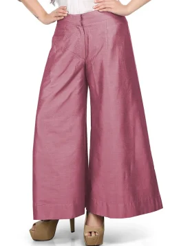 Solid Color Cotton Silk Palazzo in Pink