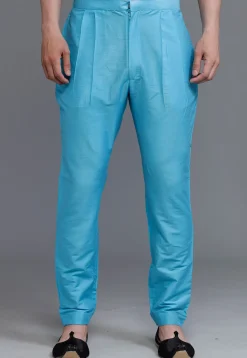 Solid Color Cotton Silk Pant in Sky Blue