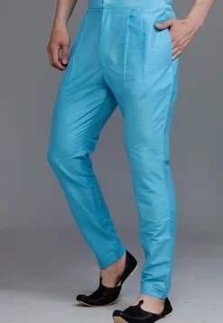 Solid Color Cotton Silk Pant in Sky Blue