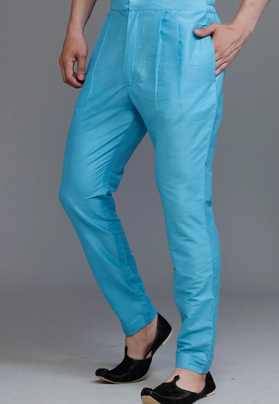 Solid Color Cotton Silk Pant in Sky Blue