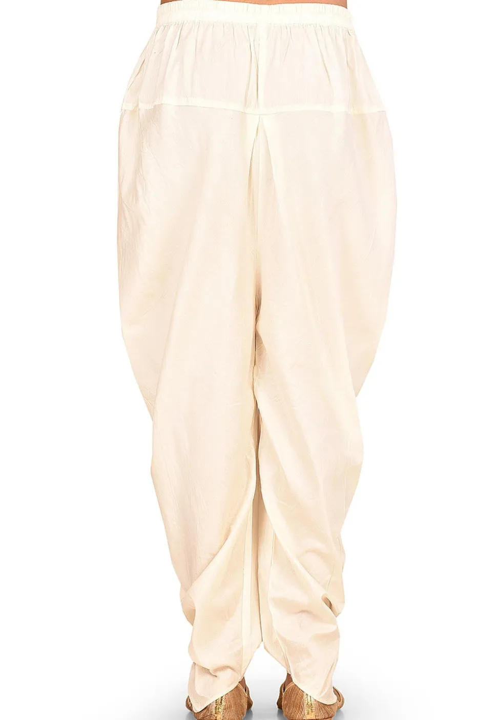 Solid Color Cotton Silk Patiala in Cream