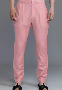 Solid Color Cotton Silk Pant in Peach