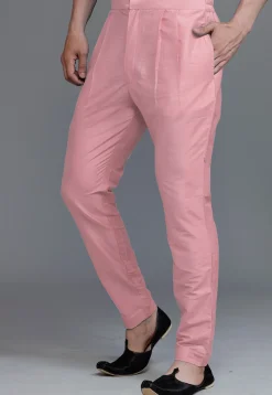 Solid Color Cotton Silk Pant in Peach