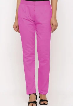 Solid Color Cotton Silk Pant in Pink