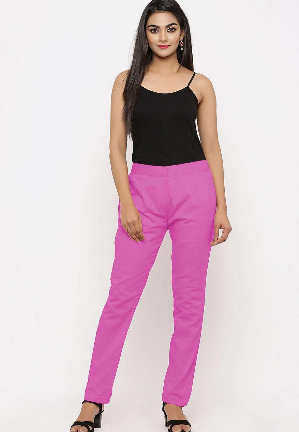 Solid Color Cotton Silk Pant in Pink