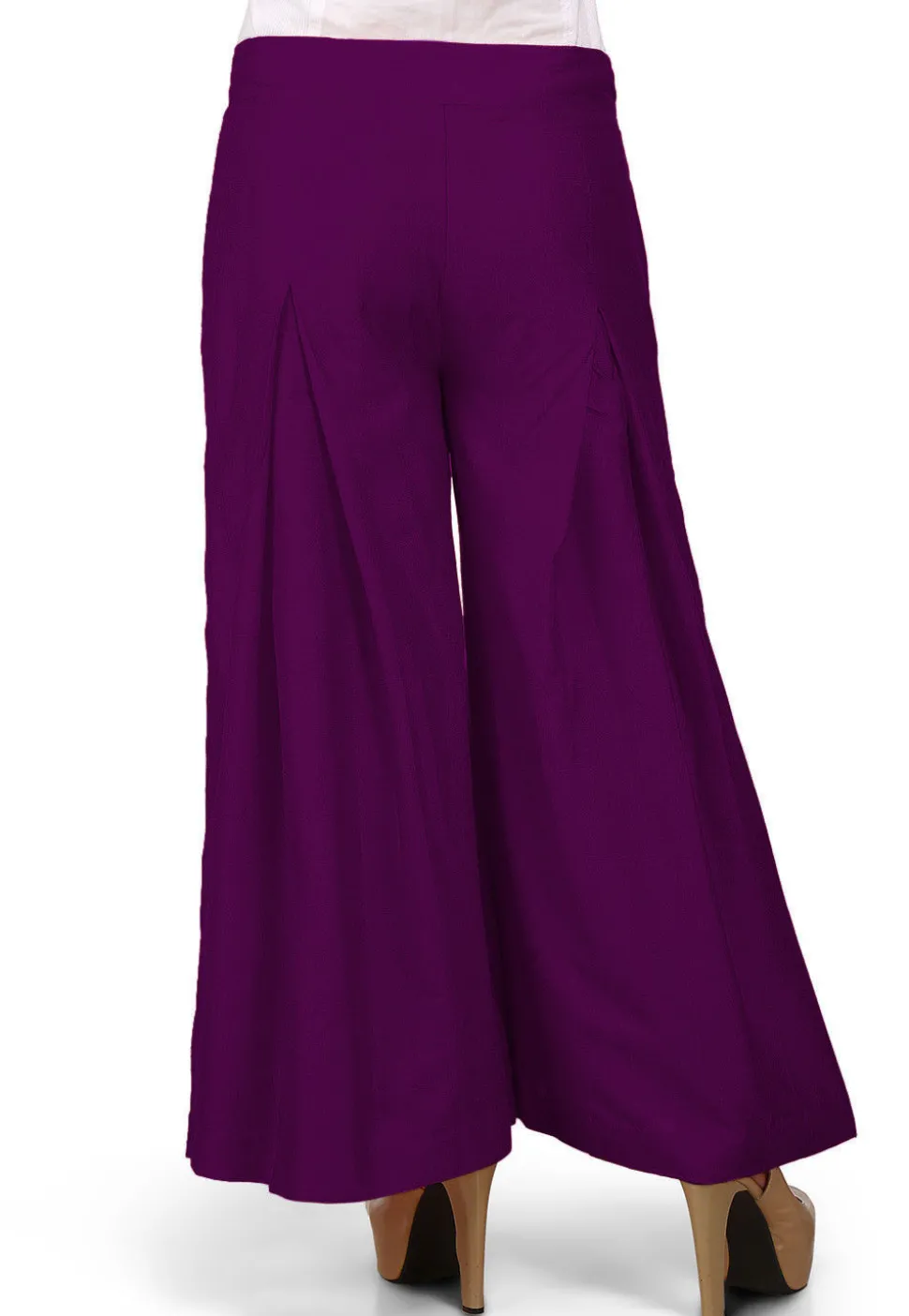Solid Color Cotton Silk Palazzo in Purple