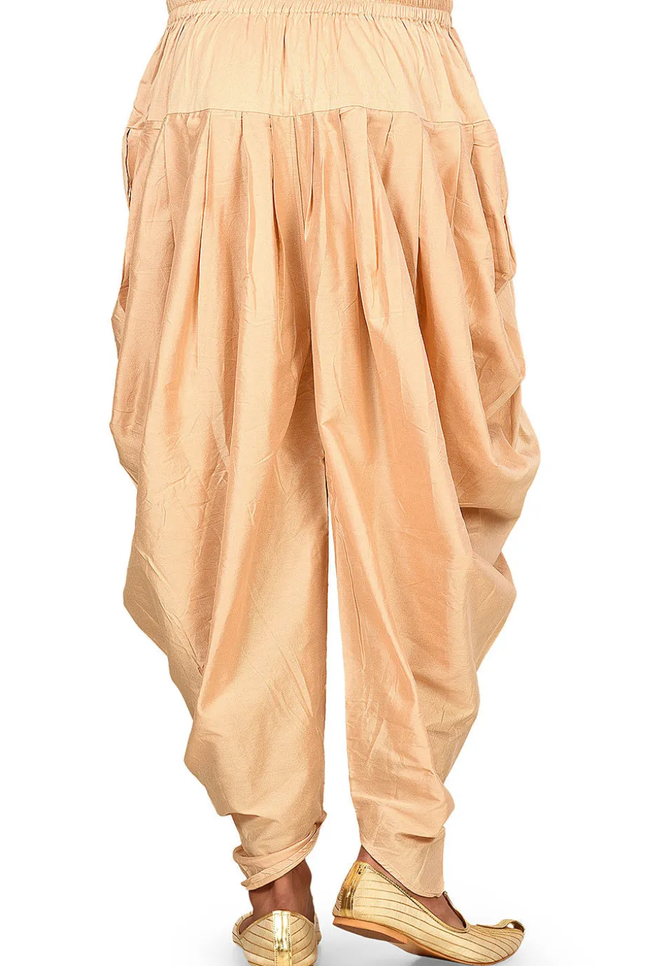 Solid Color Cotton Silk Patiala in Beige