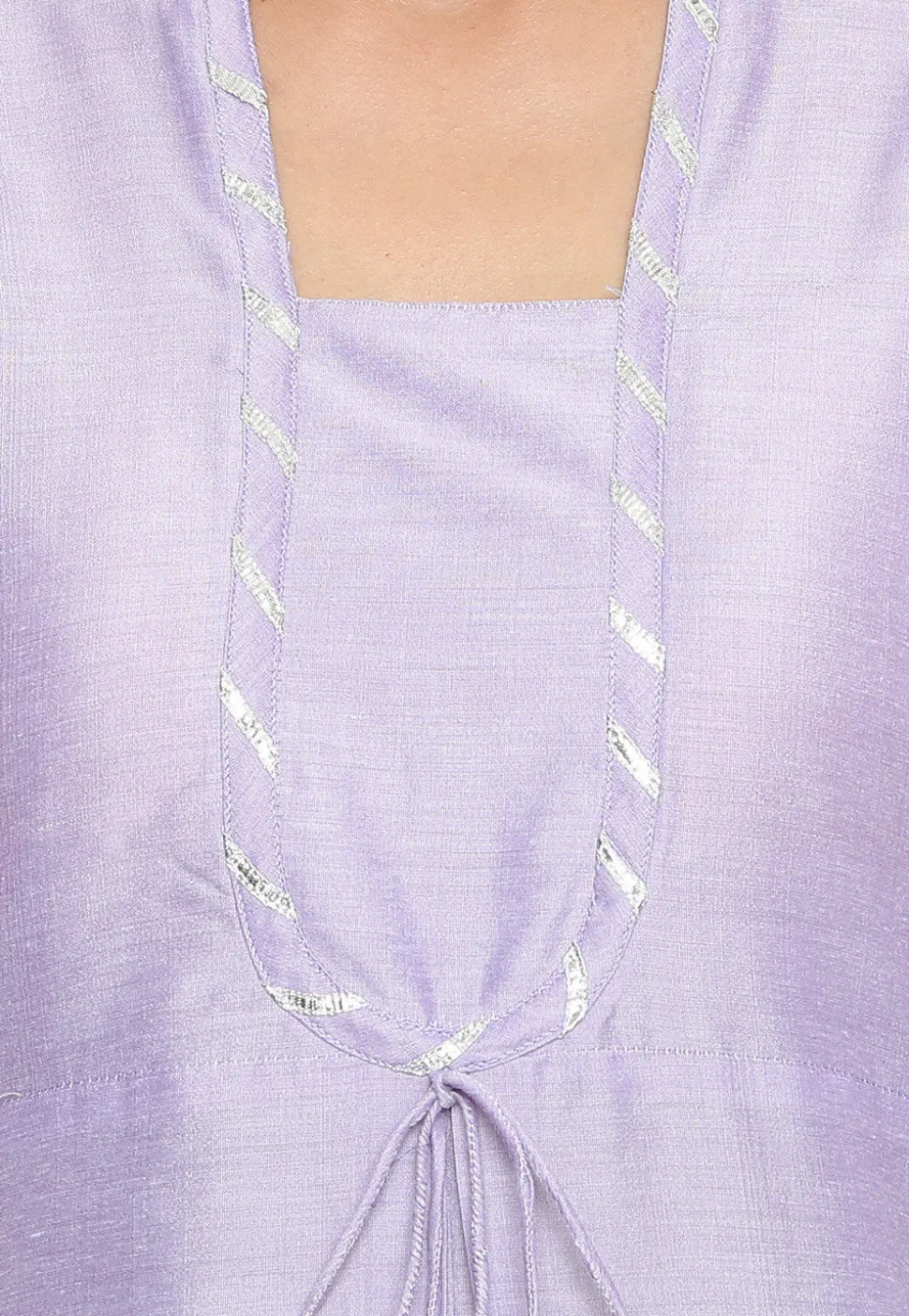 Solid Color Cotton Silk Straight Kurta in Light Purple