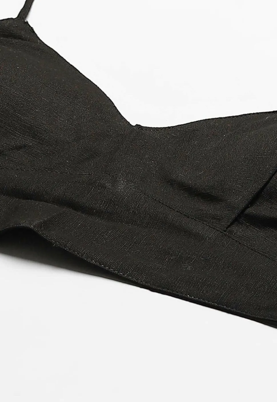 Solid Color Cotton Slub Blouse in Black