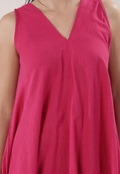 Solid Color Cotton Slub Co-Ord Set in Fuchsia