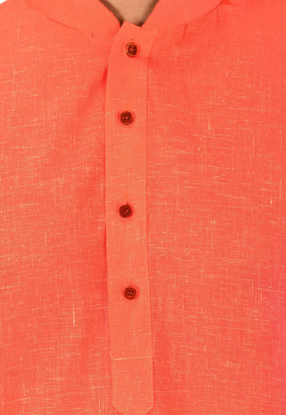 Solid Color Cotton Slub Kurta in Peach
