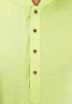 Solid Color Cotton Slub Kurta in Pastel Green