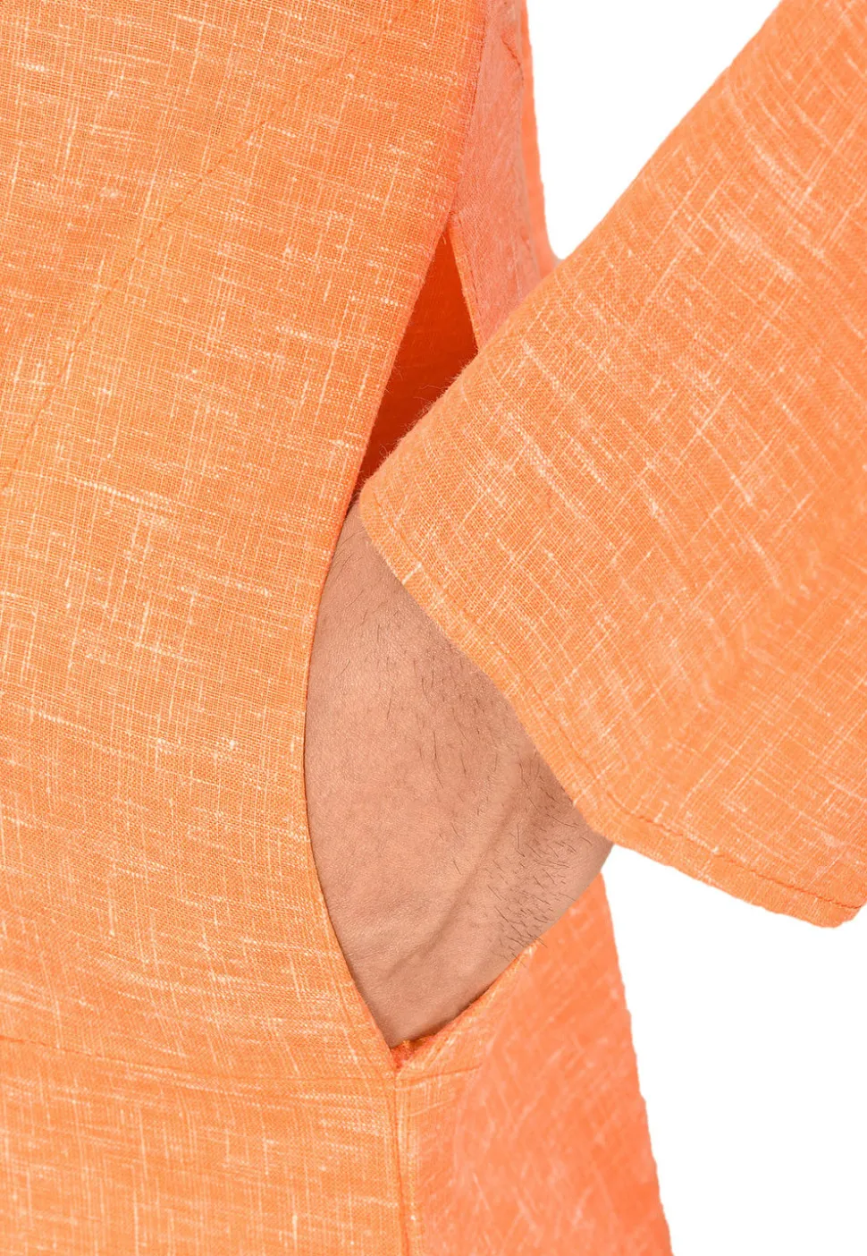 Solid Color Cotton Slub Kurta in Orange