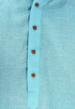 Solid Color Cotton Slub Kurta in Sky Blue