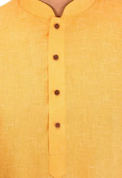 Solid Color Cotton Slub Kurta in Mustard