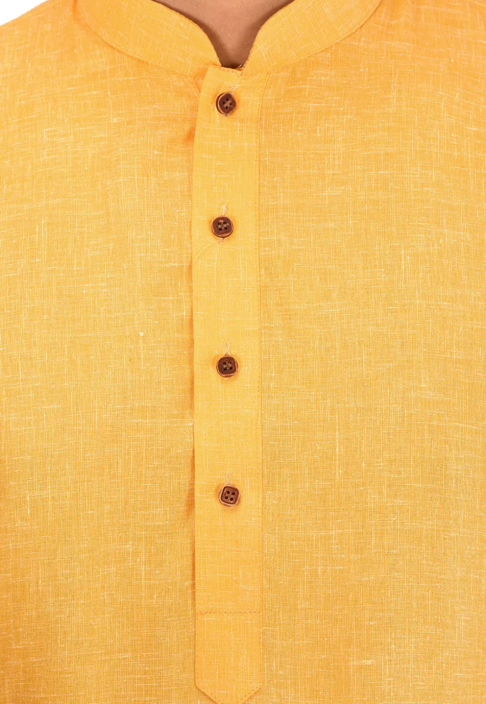 Solid Color Cotton Slub Kurta in Mustard
