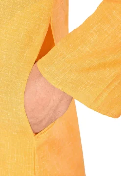 Solid Color Cotton Slub Kurta in Mustard