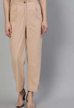 Solid Color Cotton Slub Pant in Light Peach