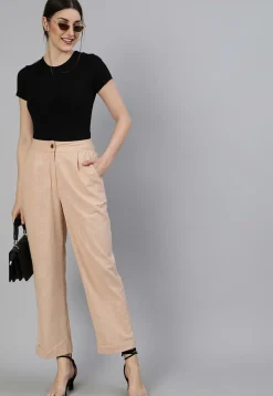 Solid Color Cotton Slub Pant in Light Peach