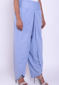 Solid Color Cotton Tulip Pant in Light Blue