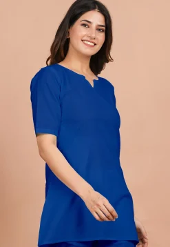 Solid Color Cotton Tunic in Blue