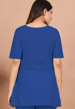 Solid Color Cotton Tunic in Blue