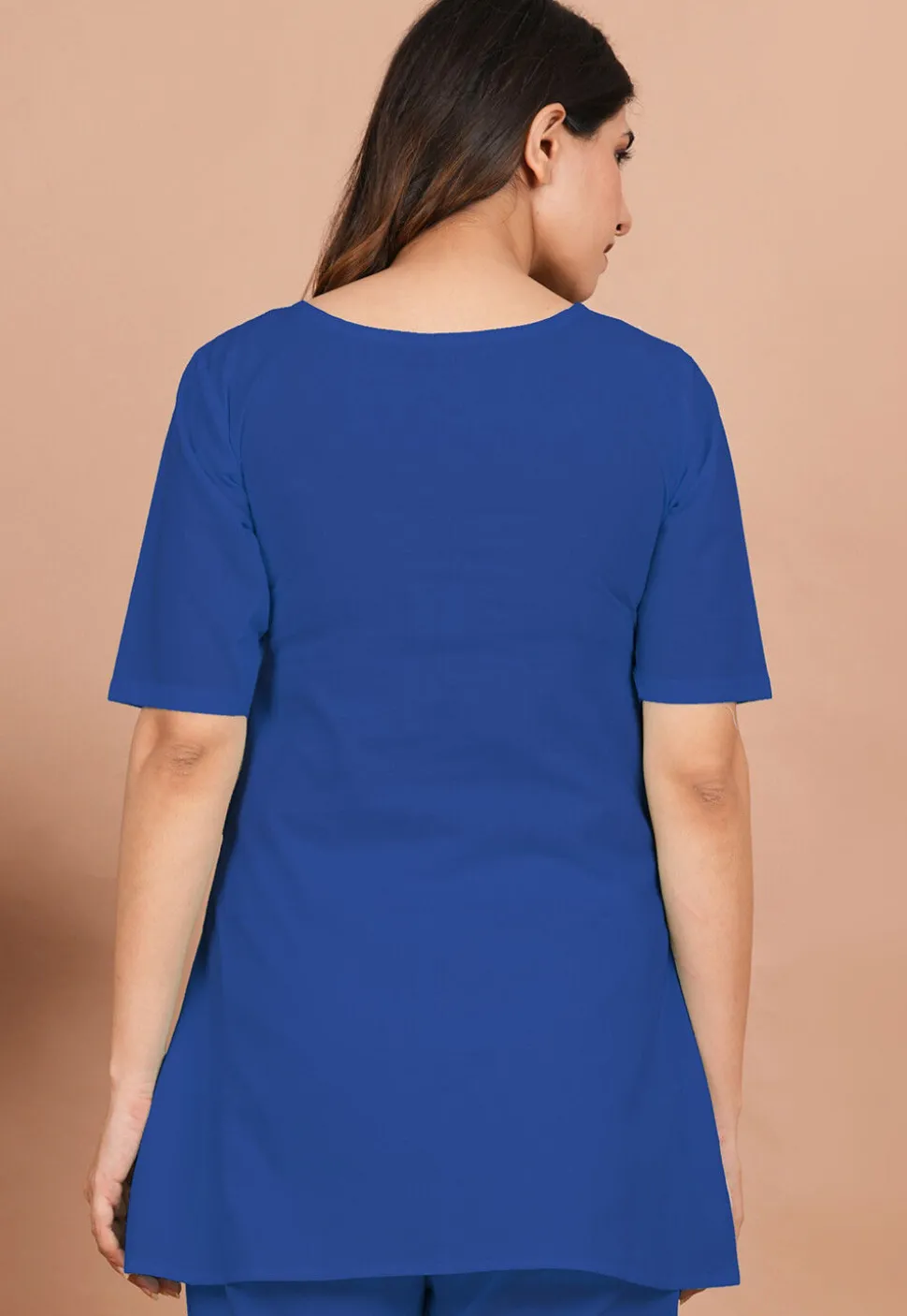 Solid Color Cotton Tunic in Blue
