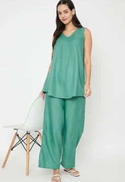 Solid Color Cotton Tunic in Light Teal Green