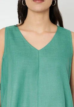 Solid Color Cotton Tunic in Light Teal Green