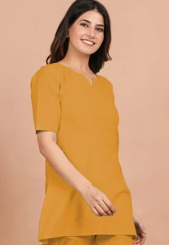 Solid Color Cotton Tunic in Mustard