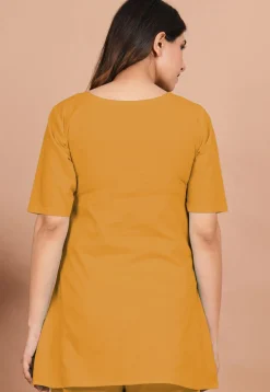 Solid Color Cotton Tunic in Mustard