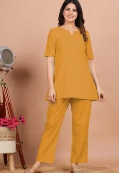 Solid Color Cotton Tunic in Mustard