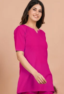 Solid Color Cotton Tunic in Fuchsia